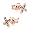 Letter X With Colorful Stone Silver Ear Stud STS-5328
